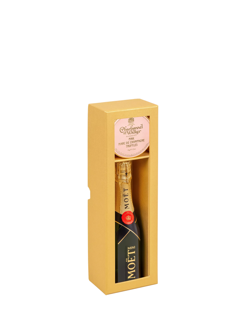 Moët & Chandon pink champagne truffles and mini Brut NV Champagne gift set (British brand)
