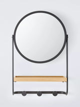 John Lewis John Lewis Bamboo and Metal Wall Mounted Mirror and Shelf Unit, Black/Natural- Buy online at McGrocer