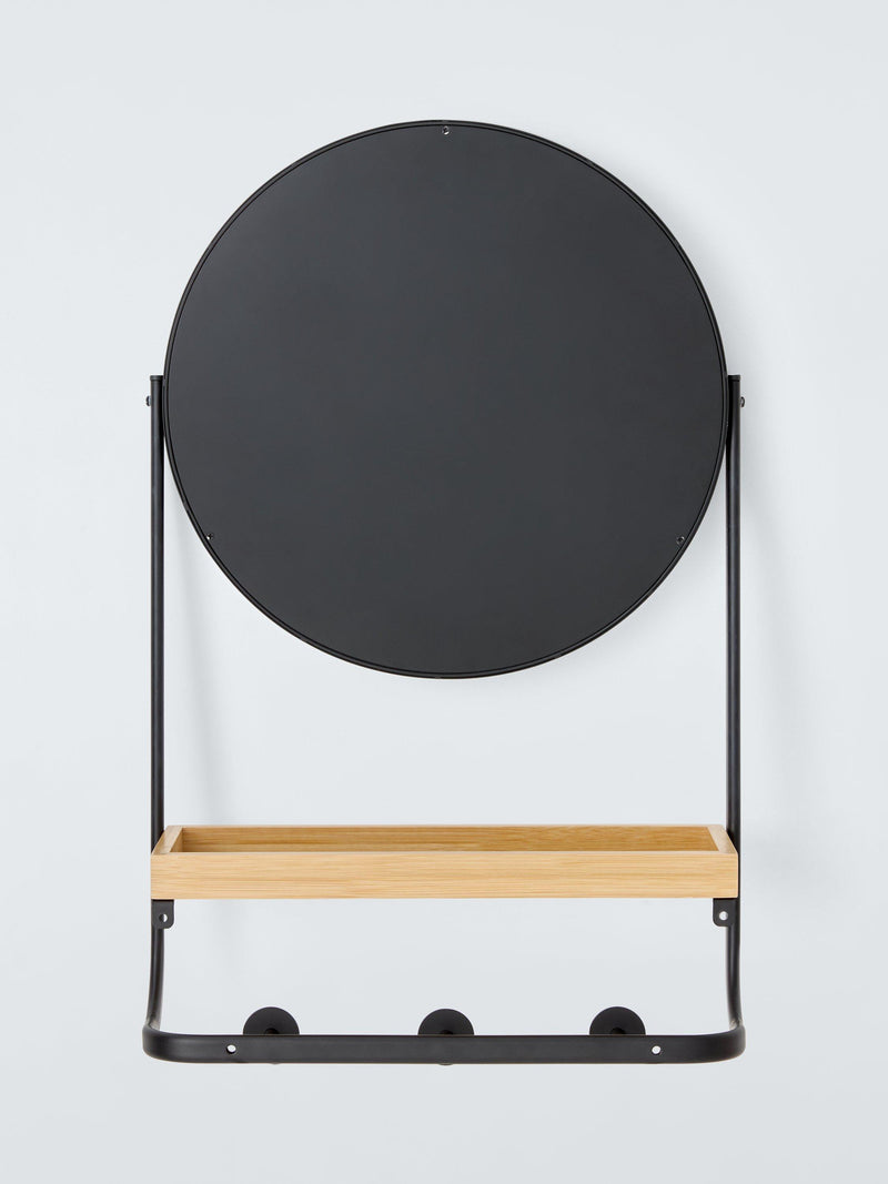 John Lewis bamboo mirror shelf unit black natural, imported from the UK