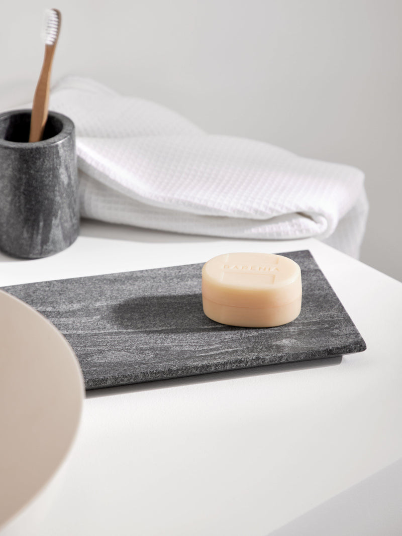 John Lewis midnight black marble bathroom tray, imported from the UK
