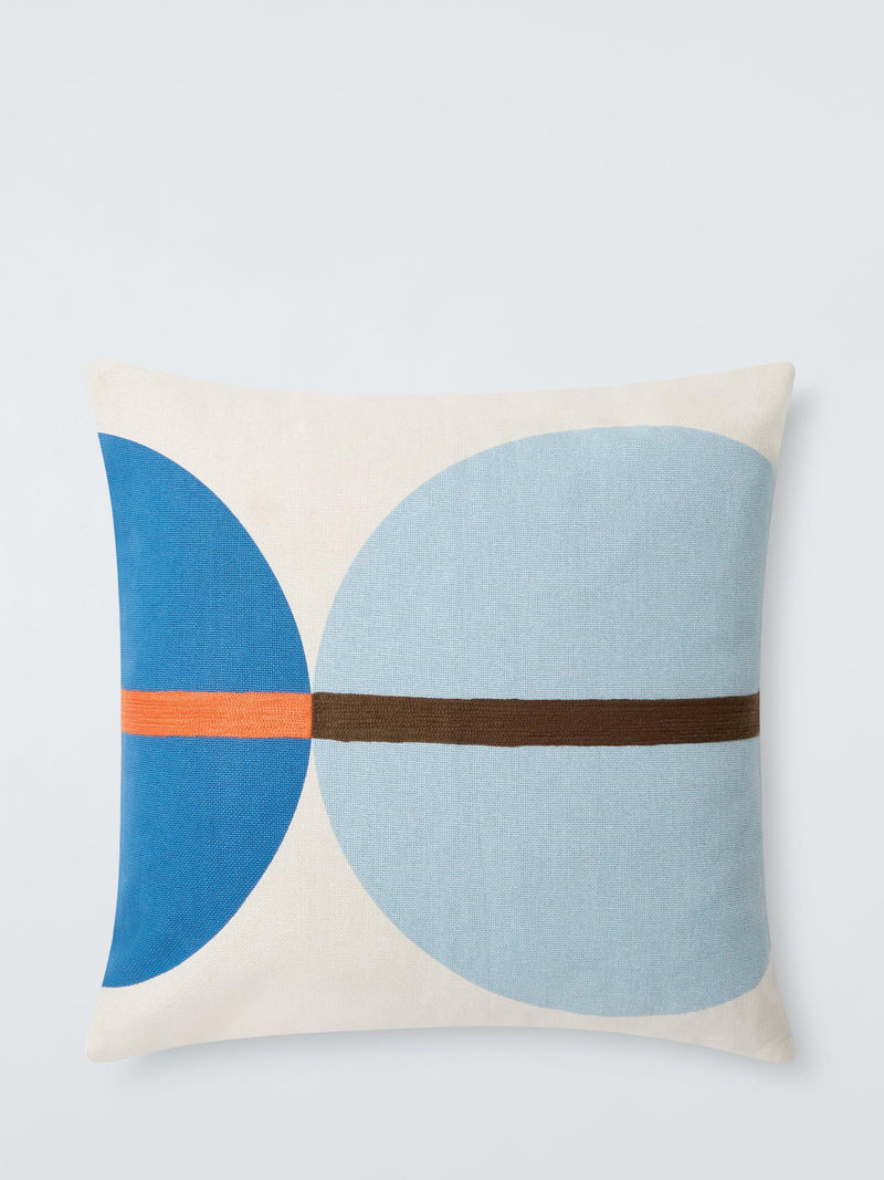 Retro-Style Multi Cushion with Planet-Like Orbs and Chain Stitching