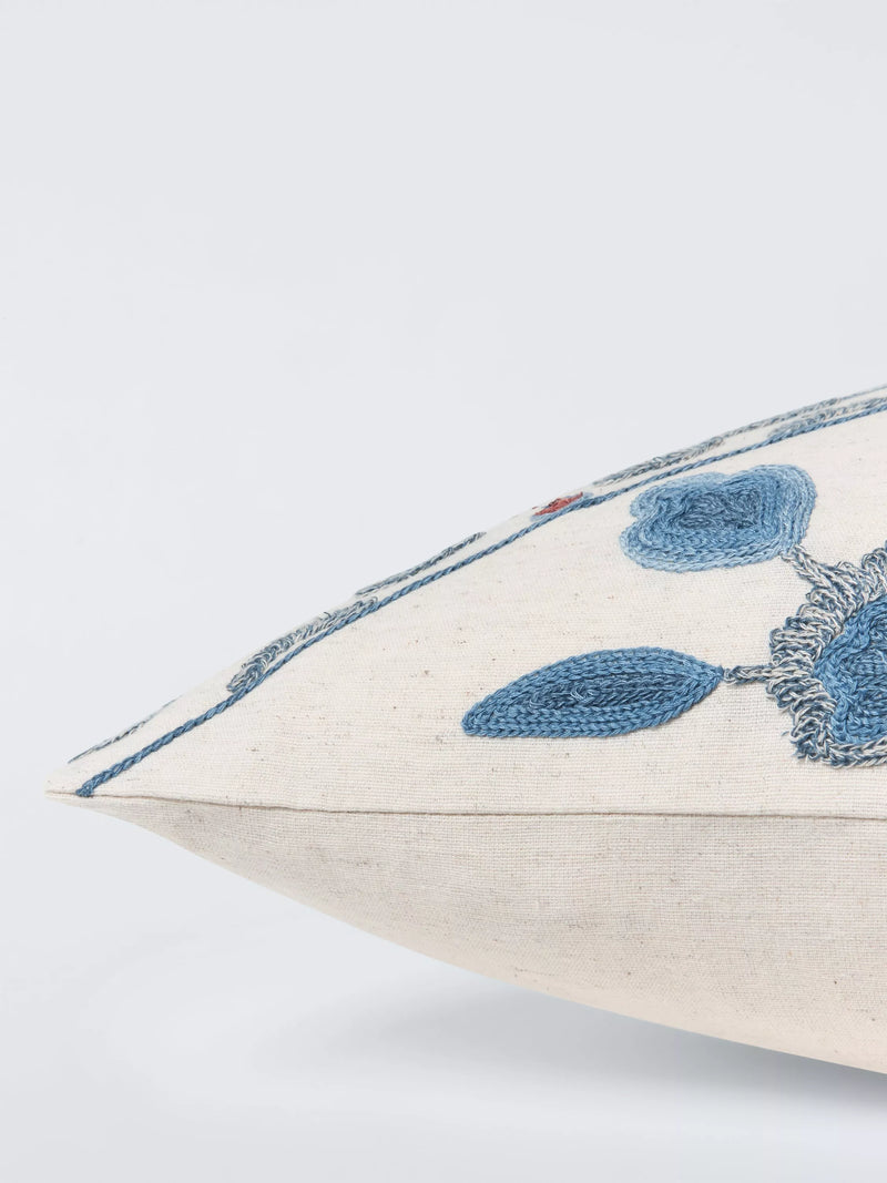 John Lewis Azura Embroidered Cushion Blue 50x50cm, imported from the UK