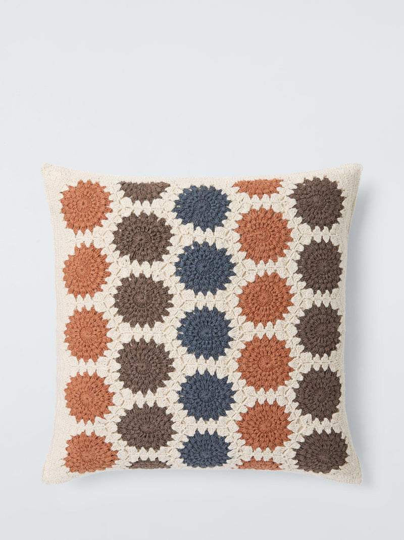 Farmhouse Style Crochet Cushion Multi-Colour