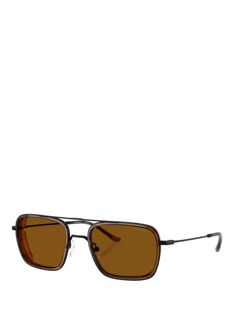 Emporio Armani square sunglasses black frame brown lens - British product