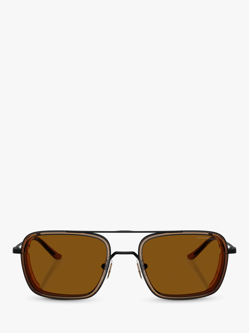 Emporio Armani square sunglasses black frame brown lens - British product