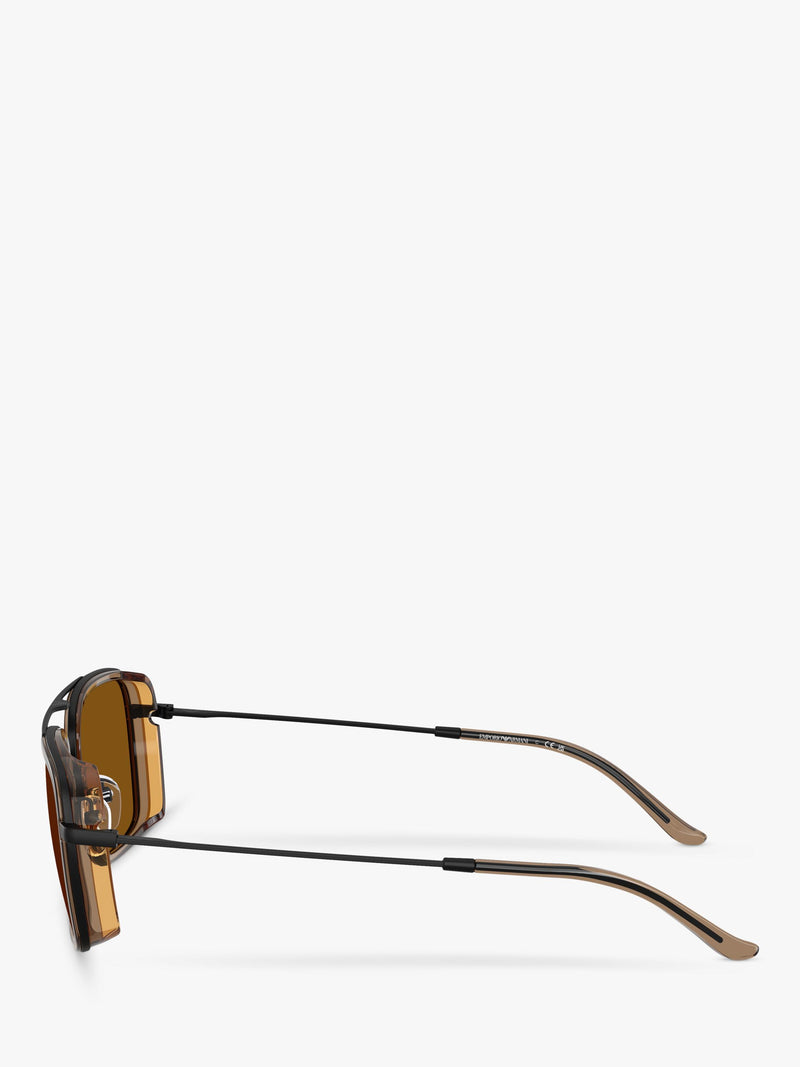 Emporio Armani square sunglasses black frame brown lens - British product