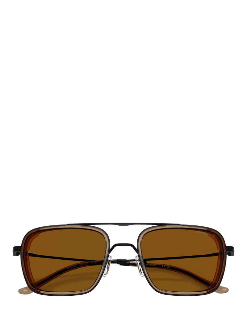 Emporio Armani square sunglasses black frame brown lens - British product