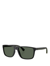 John Lewis Emporio Armani EA4033 Square Sunglasses, Black/Green- Buy online at McGrocer