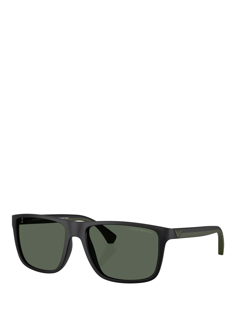 Emporio Armani square sunglasses black frame green tinted lenses, imported from the UK