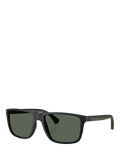 Emporio Armani square sunglasses black frame green tinted lenses, imported from the UK