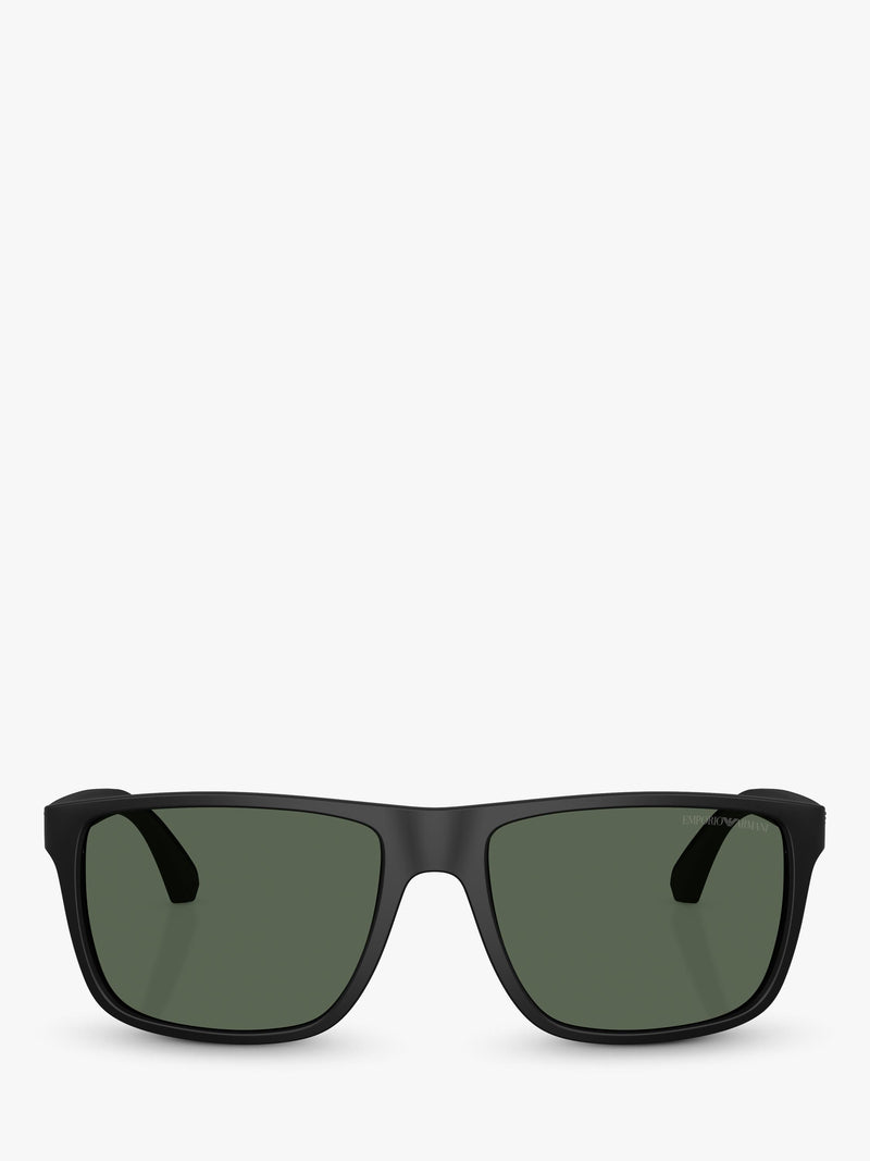 Emporio Armani square sunglasses black frame green tinted lenses, imported from the UK