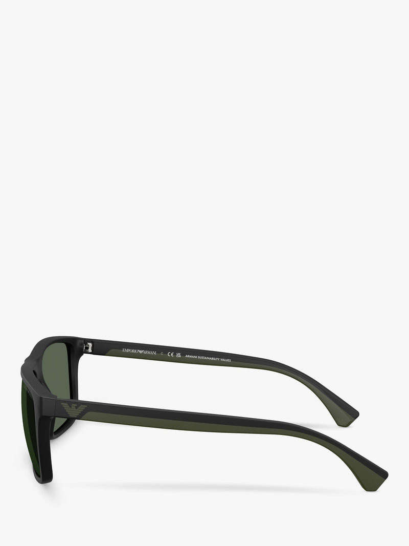 Emporio Armani square sunglasses black frame green tinted lenses, imported from the UK