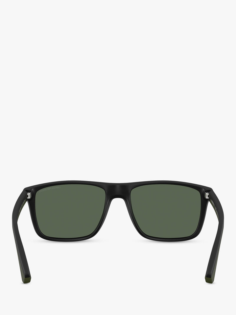 Emporio Armani square sunglasses black frame green tinted lenses, imported from the UK