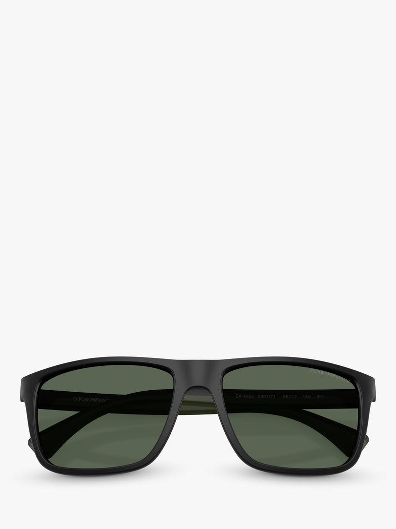 Emporio Armani square sunglasses black frame green tinted lenses, imported from the UK