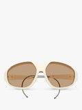 Moncler irregular sunglasses white brown frame, imported from the UK