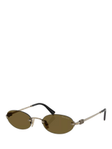 John Lewis Miu Miu Women's Oval Sunglasses Gold/Brown 51mm- Buy online at McGrocer