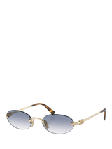John Lewis Miu Miu MU A54S Women's Oval Sunglasses Gold/Blue- Buy online at McGrocer
