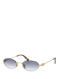 Miu Miu women's oval sunglasses Gold Blue 58mm, imported from the UK