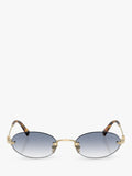 Miu Miu women's oval sunglasses Gold Blue 58mm, imported from the UK