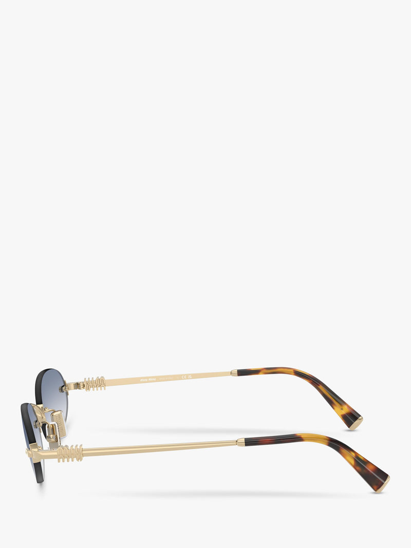 Miu Miu women's oval sunglasses Gold Blue 58mm, imported from the UK
