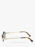 Miu Miu women's oval sunglasses Gold Blue 58mm, imported from the UK