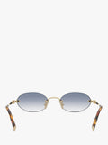 Miu Miu women's oval sunglasses Gold Blue 58mm, imported from the UK