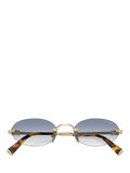 Miu Miu women's oval sunglasses Gold Blue 58mm, imported from the UK