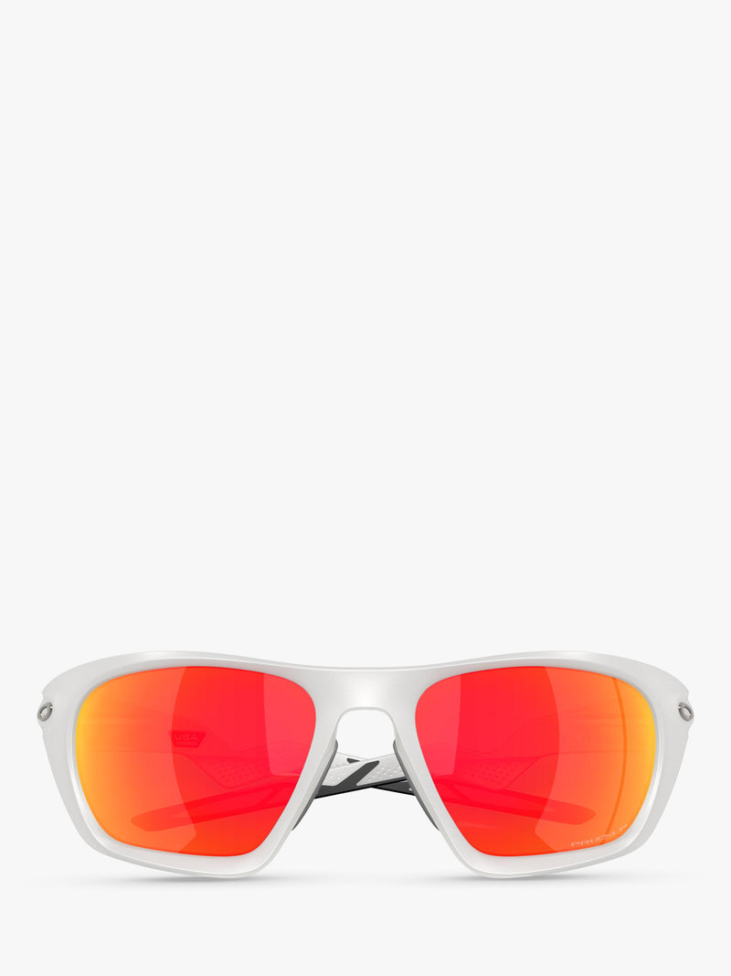 Oakley OO9431 men's polarised rectangular sunglasses grey orange, imported from the UK