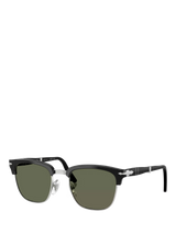 John Lewis Persol PO3375S Polarised Square Sunglasses Black/Green- Buy online at McGrocer