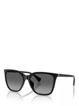 John Lewis Ralph Lauren RA5328U Women's Polarised Square Sunglasses, Black/Grey Gradient- Buy online at McGrocer