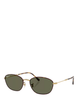 John Lewis Ray-Ban RB3749 Women's Polarised Irregular Sunglasses Havana Gold/Green- Buy online at McGrocer