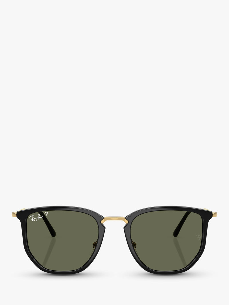 Ray-Ban RB4451 polarised irregular sunglasses black frame green lens (British brand)