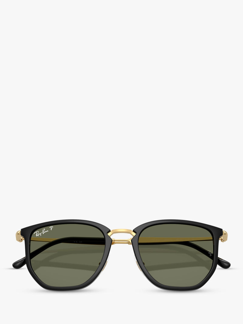 Ray-Ban RB4451 polarised irregular sunglasses black frame green lens (British brand)