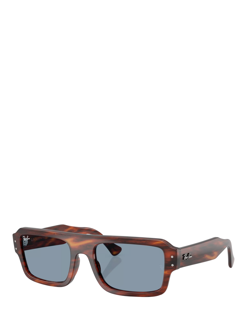 Ray-Ban Lukas rectangular sunglasses Havana Blue glass lens, UK version