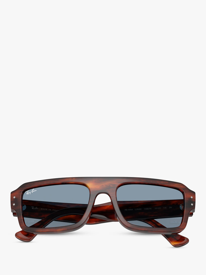 Ray-Ban Lukas rectangular sunglasses Havana Blue glass lens, UK version