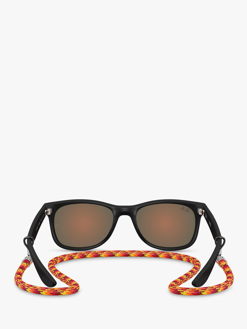 Ray-Ban Junior RJ9052 square sunglasses black/orange, imported from the UK