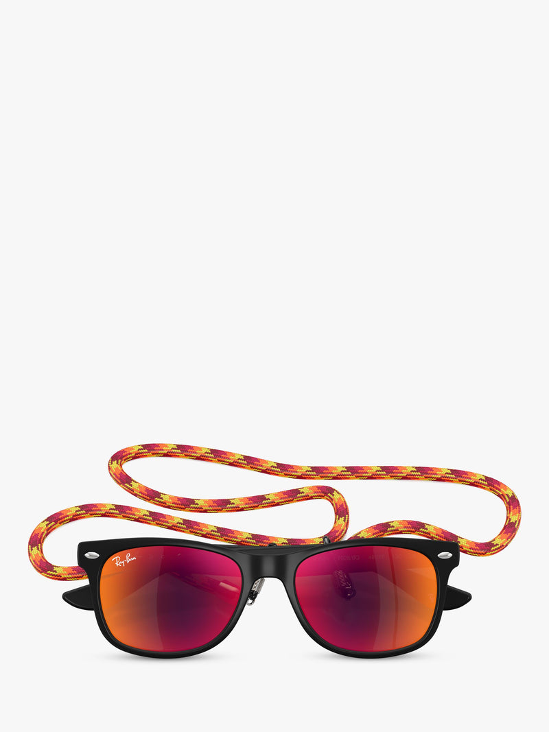 Ray-Ban Junior RJ9052 square sunglasses black/orange, imported from the UK