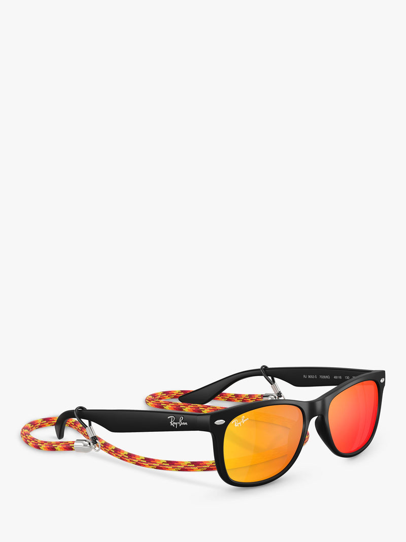 Ray-Ban Junior RJ9052 square sunglasses black/orange, imported from the UK