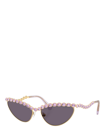 John Lewis Swarovski SK7030 Women's Cat's Eye Sunglasses, Gold/Grey- Buy online at McGrocer