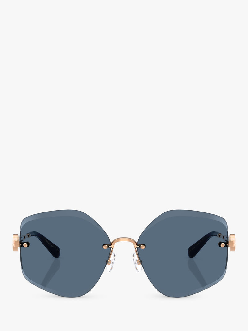 Tory Burch TY6111 irregular sunglasses with pink frame and tinted lenses, UK version