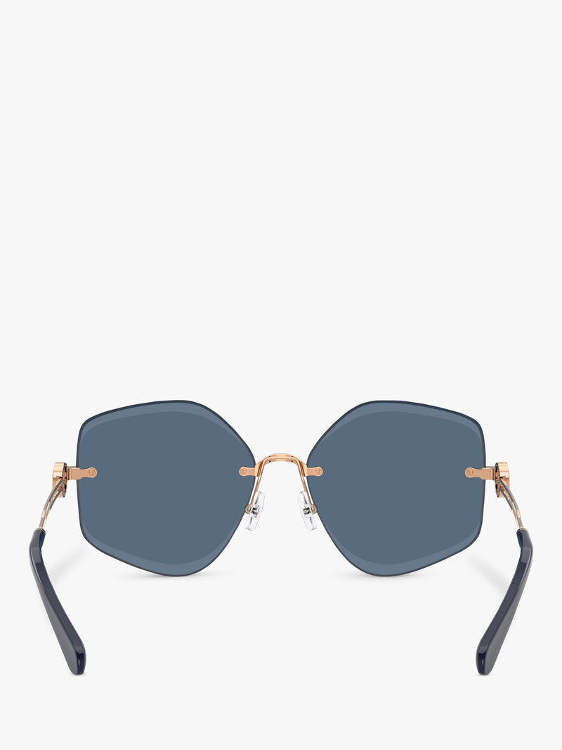Tory Burch TY6111 irregular sunglasses with pink frame and tinted lenses, UK version