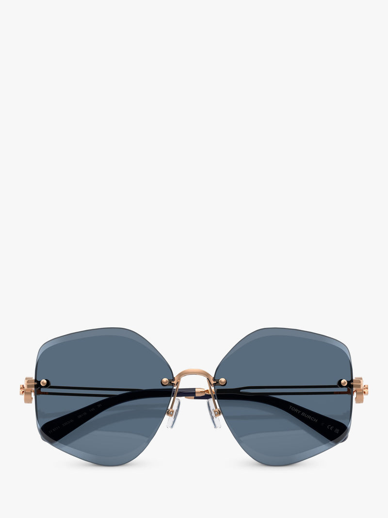 Tory Burch TY6111 irregular sunglasses with pink frame and tinted lenses, UK version