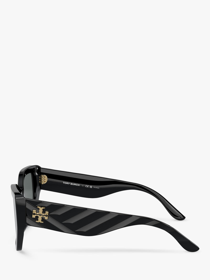 Tory Burch women's irregular polarised sunglasses black, imported from the UK