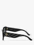 Tory Burch women's irregular polarised sunglasses black, imported from the UK