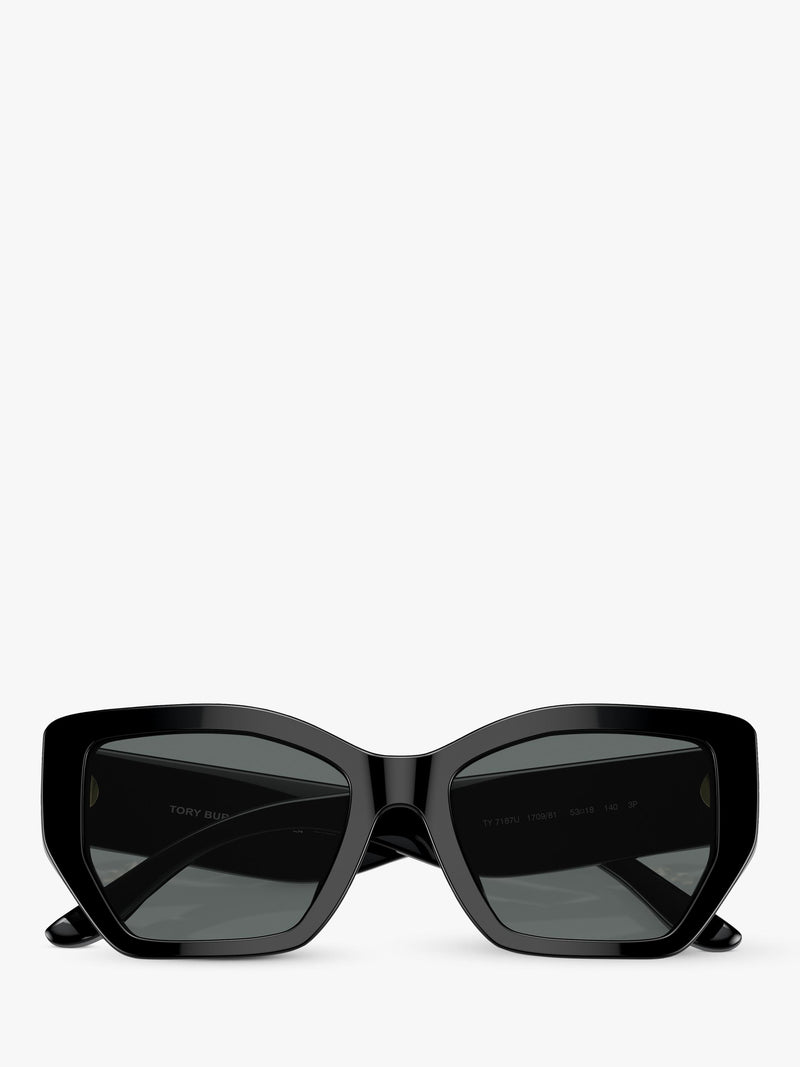 Tory Burch women's irregular polarised sunglasses black, imported from the UK