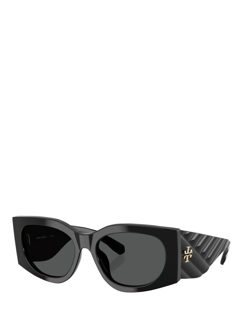Tory Burch black rectangular sunglasses with polyamide frame, UK version