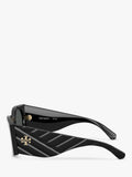 Tory Burch black rectangular sunglasses with polyamide frame, UK version