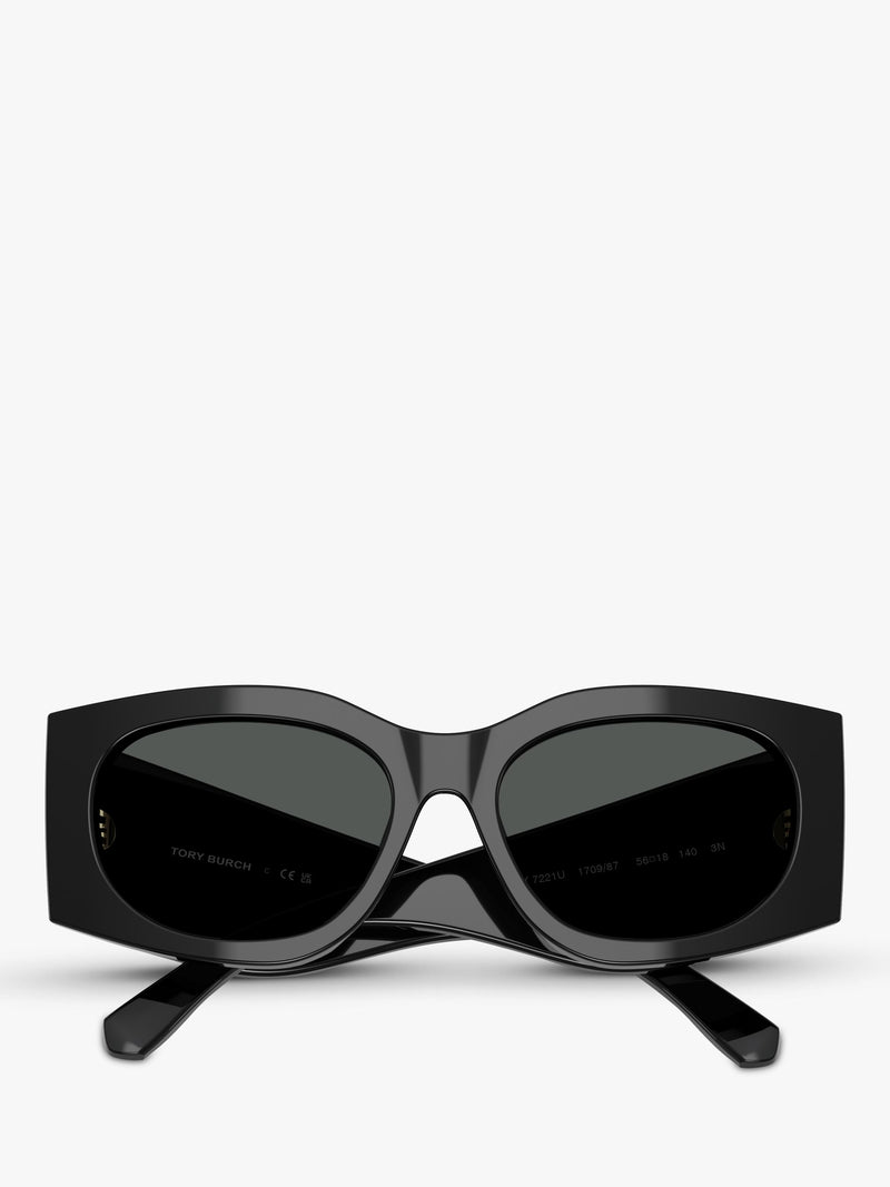 Tory Burch black rectangular sunglasses with polyamide frame, UK version