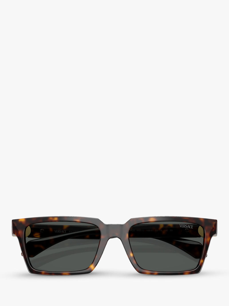 Versace VE4490U men's rectangular sunglasses Havana Grey (British brand)