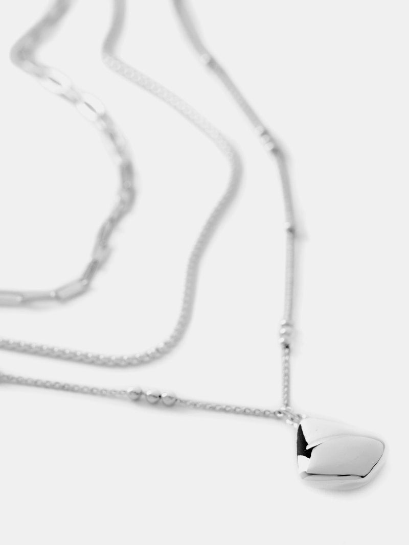 Mint Velvet silver layered necklace with hanging pendant 43cm - British product